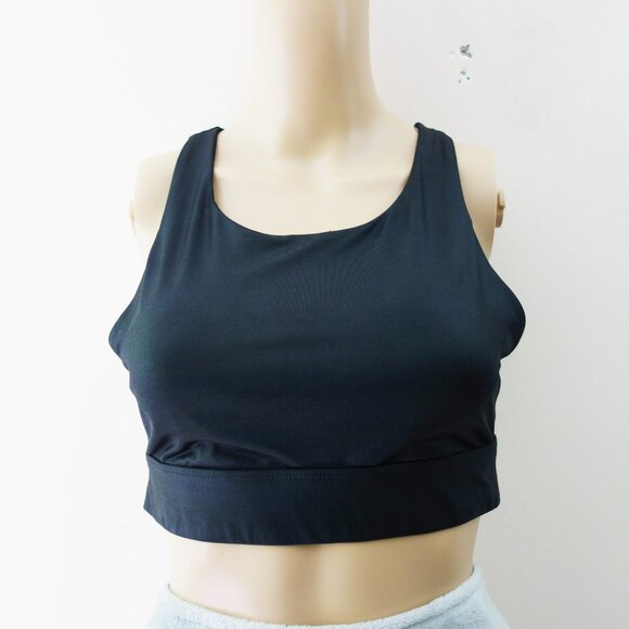 Fabletics Ella High Impact Sports Bra Black Shimmer Faux Leather (M) NWOT! - Picture 4 of 9